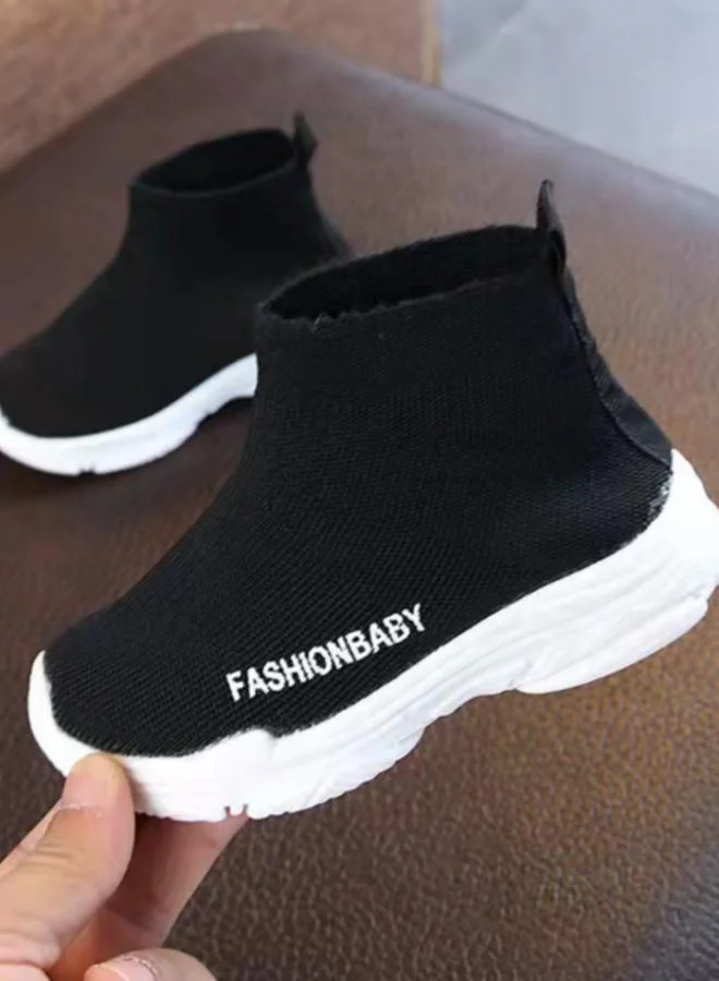 Take Two Girls Solid Black Slip-On Sneakers
